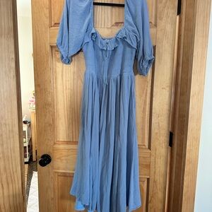 Blue Off-Shoulder Maxi Dress